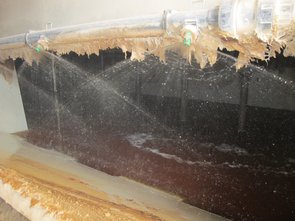 Vue dans l'épurateur d’air: les pré-pulvérisateurs éliminent une grande partie de la poussière dans le gaz brut